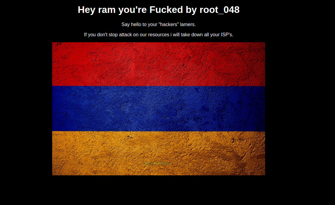 Kornelij's tweet photo. Armenian hackers hacked ~2K routers in #Azerbaijan and redirected traffic to this page. Cyber war btw #Armenia and #Azerbaijan is on the process https://t.co/nIrzMFiQZZ