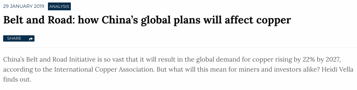 The best part? China uses all of this copper for infrastructure & construction. This means that regardless of what the rest of the world is doing, China will most likely still need copper for their initiatives like the massive 'Belt & Road' project.14/x