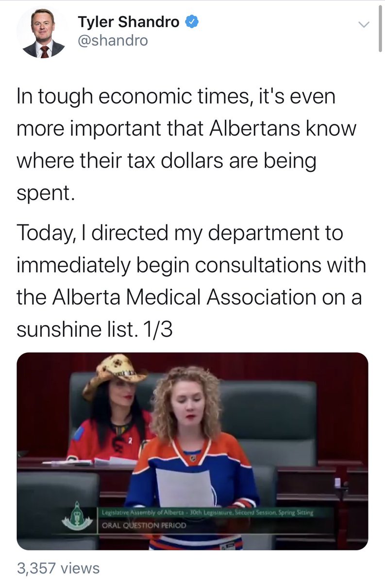 Your heavy handed tactics won’t play in your favour. We WANT to compensate physicians for saving our lives. What Albertans want to see, Mr.  @shandro, is the “sunshine list” of big UCP donors, accountability for your asinine War Room funding & other propaganda.  #abpoli  #ABhealth