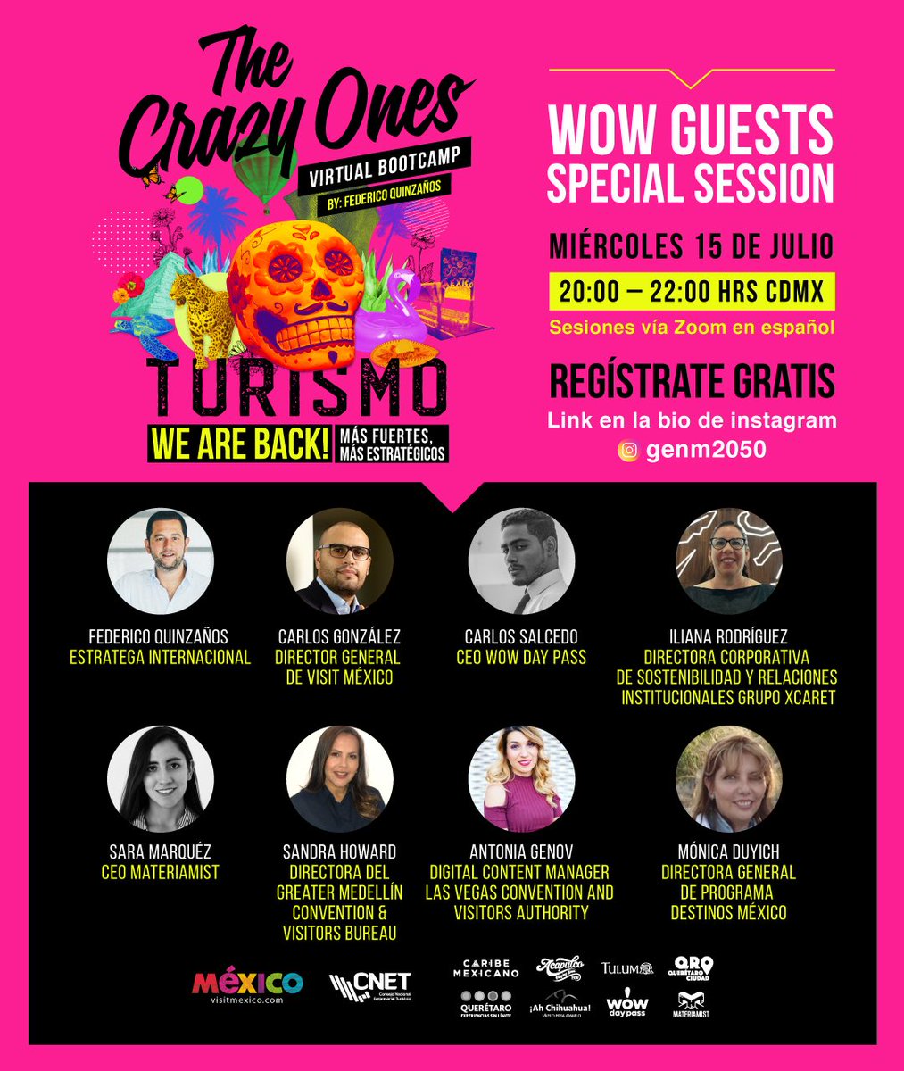 GenMMx's tweet photo. Sesión Especial

¡Invitados Especiales!

Bootcamp Virtual de Turismo

Regístrate ahora!

Link de registro: https://t.co/IliioAfUDh

#Thecrazyones #Genm2050 https://t.co/AaOVM0L9bH