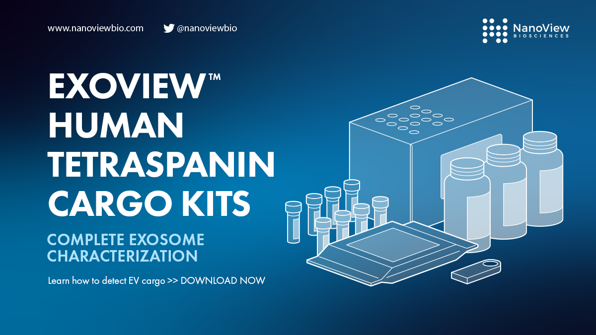 We are excited to launch the ExoView™ Cargo Kit at the upcoming virtual #ISEV meeting #exosomes #extracellularvesicles. Size, count, phenotype and detect exosome cargo in single EVs nanoviewbio.com