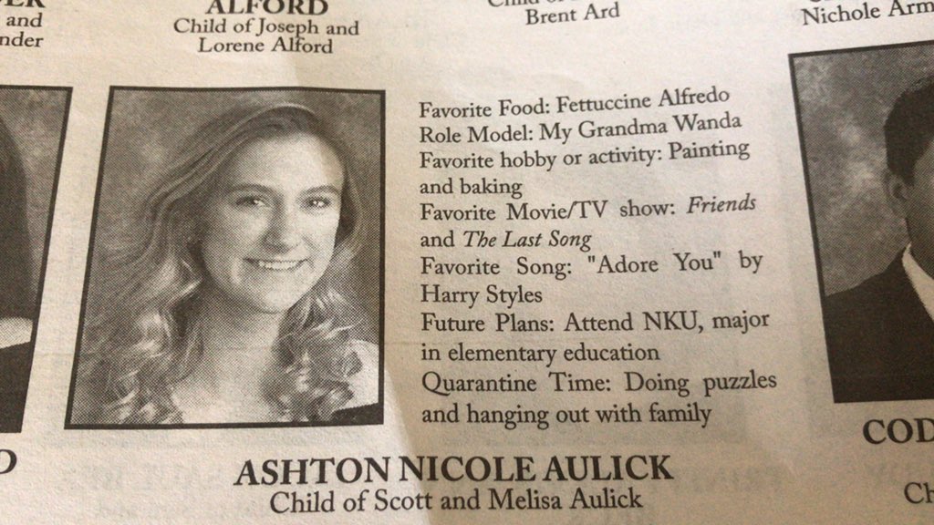 I just want to inform everyone that the information beside my name does not belong to me, it is someone else’s. I did not fill out the paper for this information to be put next to my picture. My middle name is also spelled incorrectly. I am very upset. #happygraduationtome