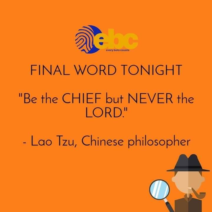everybotocounts's tweet photo. FINAL WORD TONIGHT
JULY 14 | TUESDAY

"Be the CHIEF but NEVER the LORD."
—Lao Tzu, Chinese philosopher

MAGANDANG GABI, BAYAN! ❤️💛💙

#EBC_FWT
#PARASABAYAN
#Halalan2022 https://t.co/jA3Qfqb2EA