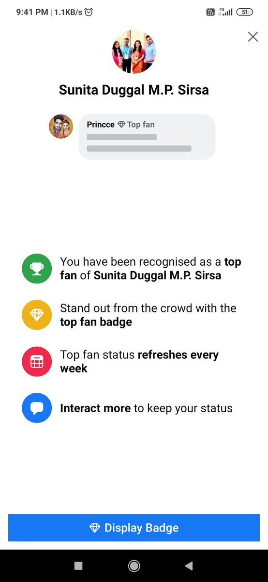 Sunita Duggal Fans I M Selected As A Top Fan Of Sunitaduggalmp Sirsa It S My Good Luck Precious To Me T Co Hanfn01rx4