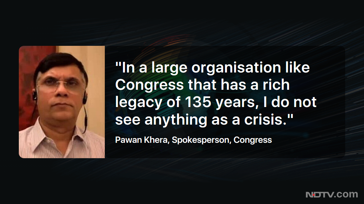 ndtv's tweet photo. #LeftRightCentre | "Congress is a collection of a million mutinies, revolutions and struggles. This is what keeps us vibrant and in any vibrant organisation such upheavals are seen publicly": Congress Spokesperson Pawan Khera. 

#RajasthanPoliticalCrisis https://t.co/sPwkhpYTlO