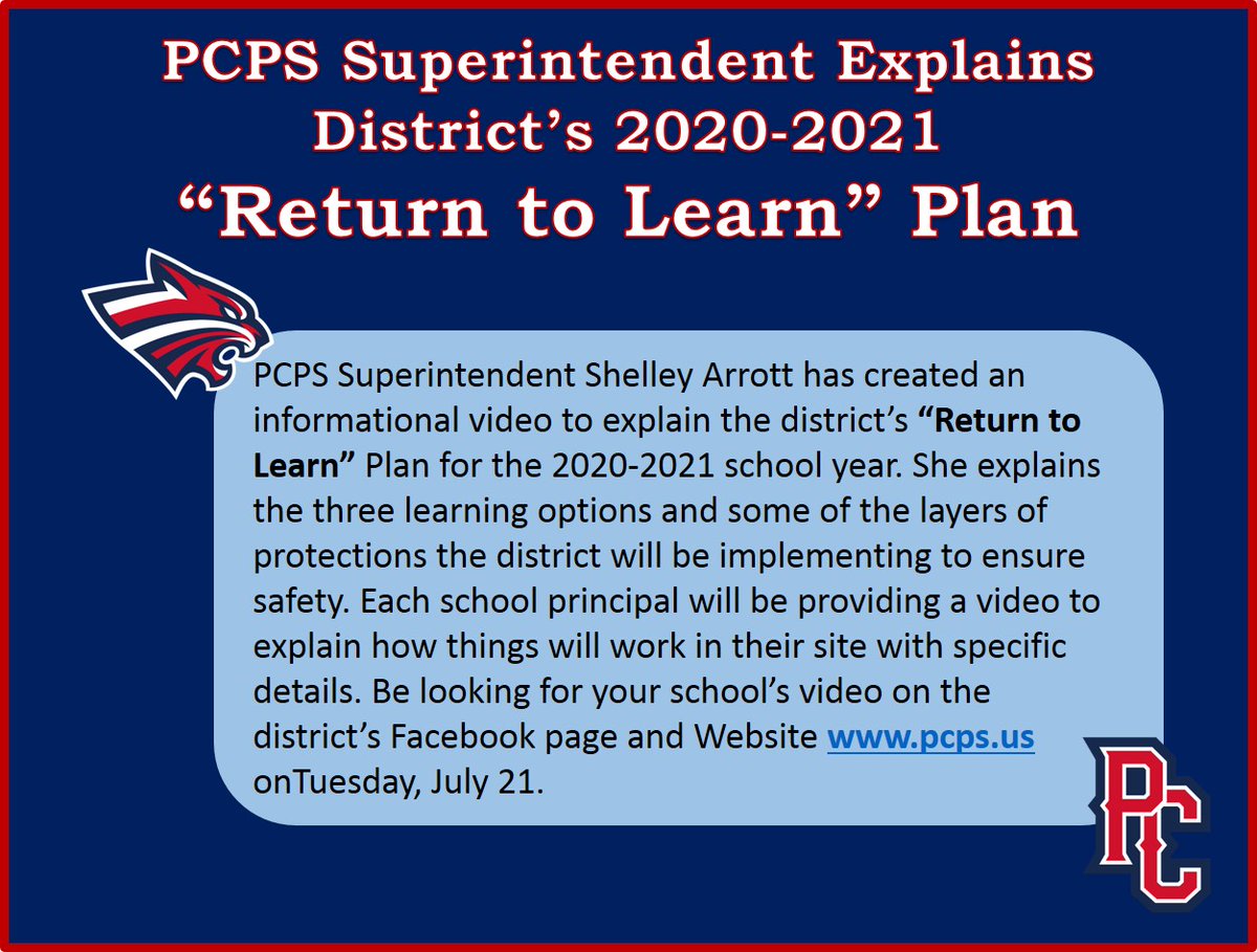PoncaCitySchool's tweet photo. PCPS Superintendent Shelley Arrott has created an informational video to explain the district’s “Return to Learn” Plan for the 2020-2021 school year. She explains the three learning options and some of the layers of protections the district will be imp ... https://t.co/8qls7DlTJQ https://t.co/v0undDkZBl