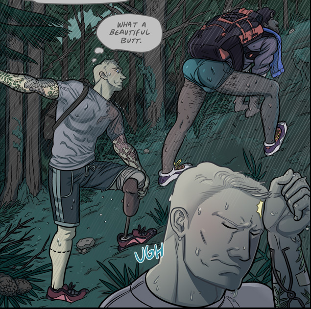 Downpour- An erotic tale of a hiking date ruined by bad weather that I wrote and drew for  @slipshinestudio that was inked, colored and lettered beautifully by the incredible  @ButtOven! You can read it in their extensive archives.