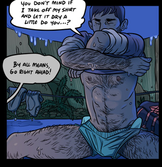 Downpour- An erotic tale of a hiking date ruined by bad weather that I wrote and drew for  @slipshinestudio that was inked, colored and lettered beautifully by the incredible  @ButtOven! You can read it in their extensive archives.