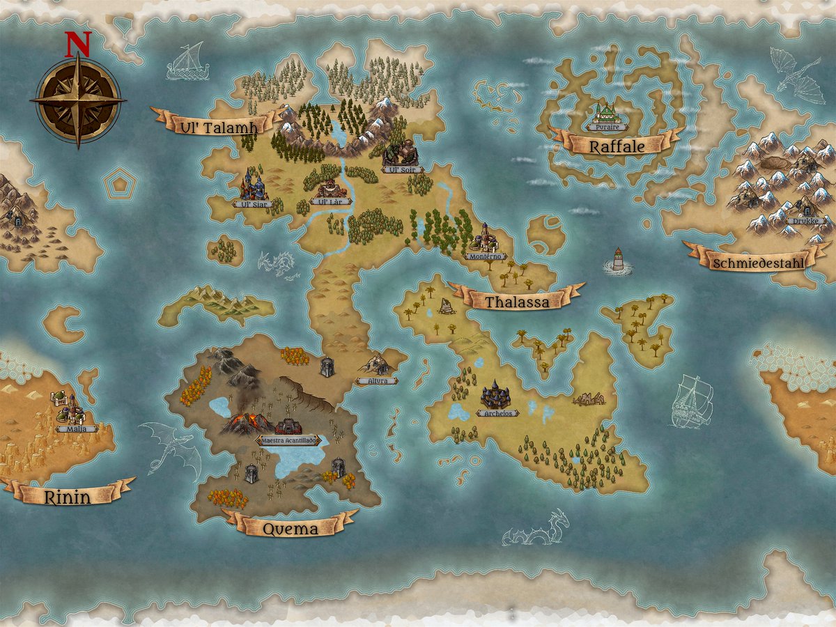 TheAzureJester's tweet image. After a couple years of running my #DnD world I've finally finished the first rendition of my world map, with aid from 
@inkarnaterpg's map maker. I think I managed to make it pretty close to my imagination's image of it. Very proud with the result!😄 #dnd5e #Map #Secrets