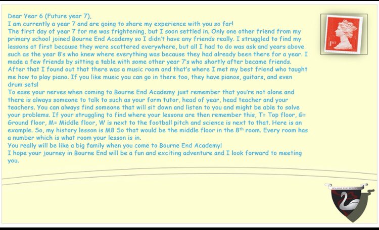 BourneEndAcad's tweet photo. Dear Future Year 7 an exciting adventure awaits!! #postcards #Year6 #welcome #beacommunity https://t.co/EJmYukjF2z