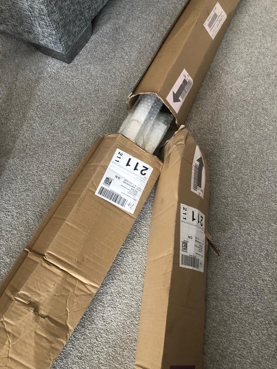 Riss25's tweet photo. @blinds2go how is this a safe place?!  Also missing a box. Spend hundreds and this is the service https://t.co/S1DGzqBRvP