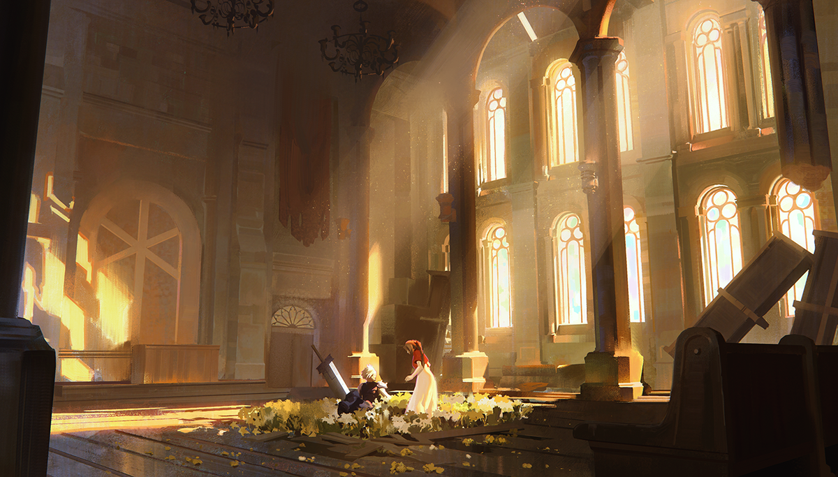 how late am i to the party..!? worked on this on and off since i beat the game a while ago, this was a difficult piece but the game was so beautiful i knew i had to give aerith's church a try 🥺 doo doo doo... #FinalFantasyVIIRemake