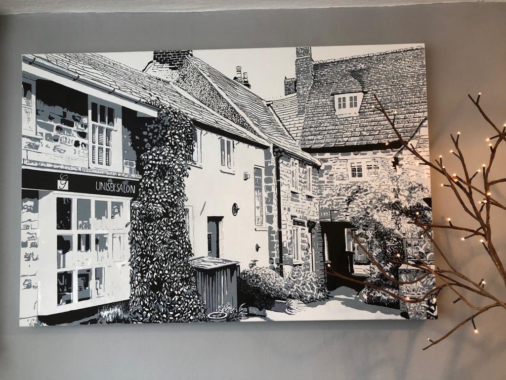 GoodHairDaysRut's tweet photo. Wow!! How fabulous is this?! Hugest of thanks to Rosemary Tolkein for painting this amazing picture of our beautiful salon in Hopes Yard, Uppingham. It was her first lockdown project 💖💖💖 https://t.co/LNHxNwZMeh