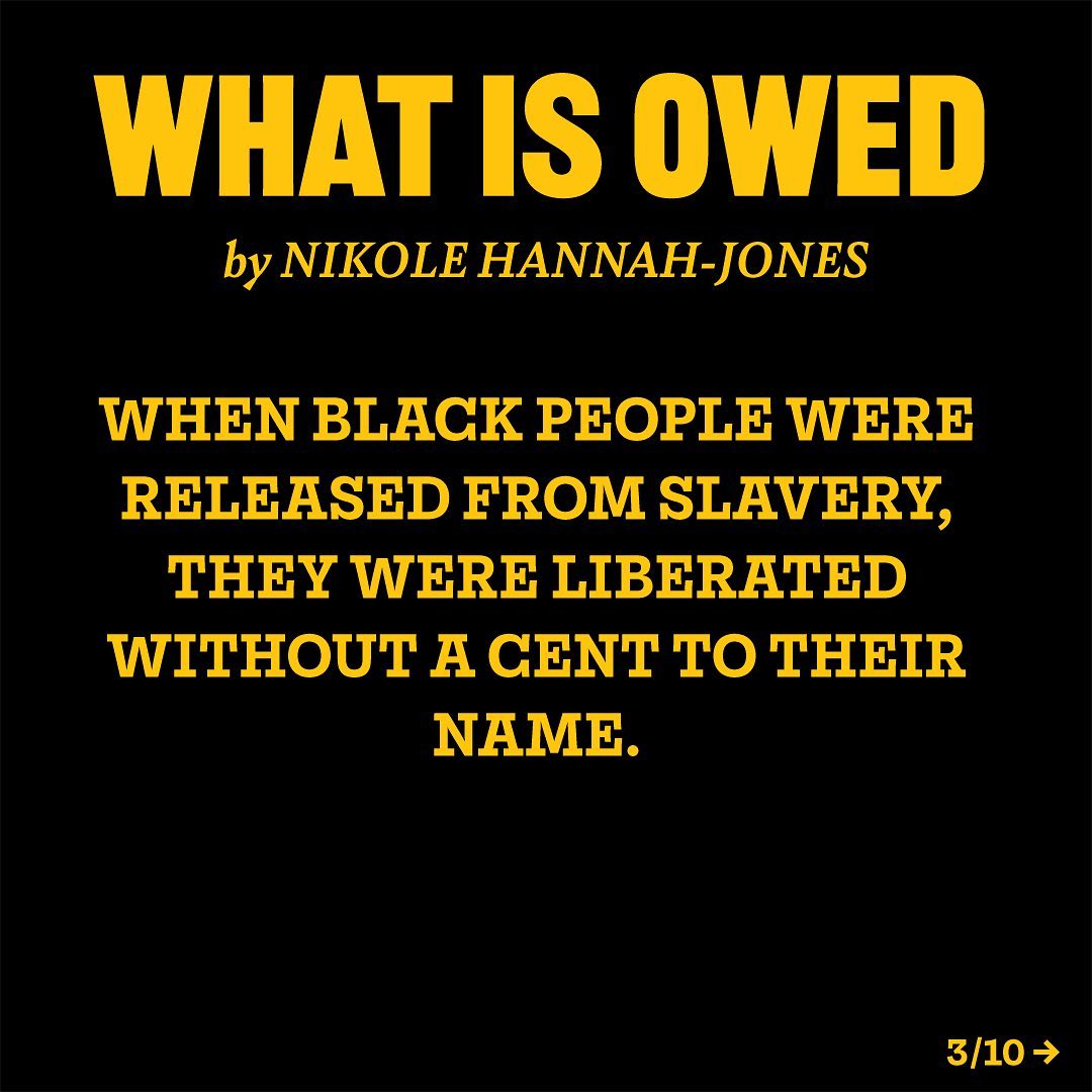 We can't understand racial injustice if we don't first understand the centuries-long forced economic disadvantage of Black Americans. “What Is Owed” in the NYT magazine by  @nhannahjones should be mandatory reading.  @nytimes  https://www.nytimes.com/interactive/2020/06/24/magazine/reparations-slavery.html?action=click&module=Top%20Stories&pgtype=Homepage