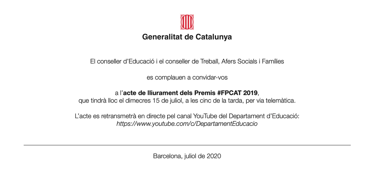 Demà es lliuren els Premis #FPCAT <a href="/fpcatalunya/">FP Catalunya</a>