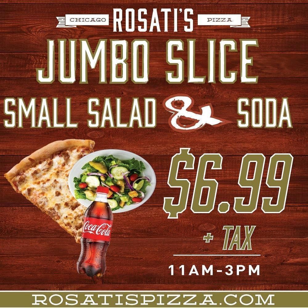 spizzamn's tweet photo. Just when you thought we couldn't offer a better deal than our Jumbo Slice and a Pop for $5...we go and do something like this! 😎 👀🍕#pizza #LunchRevolution #RosatisMapleGrove https://t.co/h1VamRPrjB