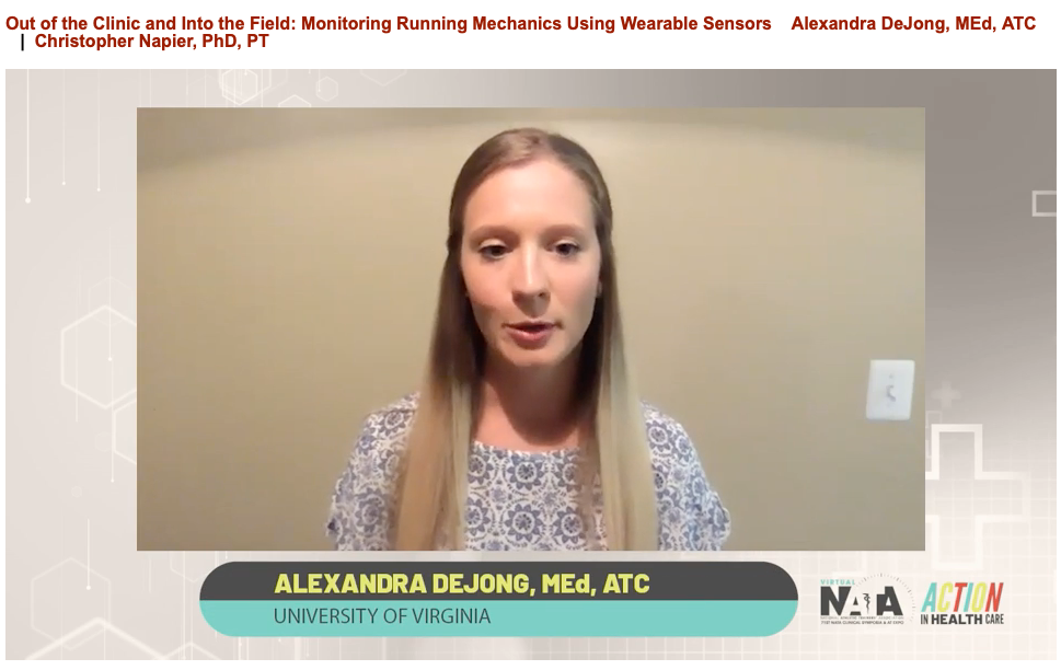 UVAEaSIL's tweet image. Great symposium presentation by PhD student Alexandra DeJong (@a_dejong_atc) and co-presenter Chris Napier (@runnerphysio) on clinical applications of wearable sensors in running gait analyses both in and out of the lab! #VNATA2020 @NATAevents @NATAFoundation