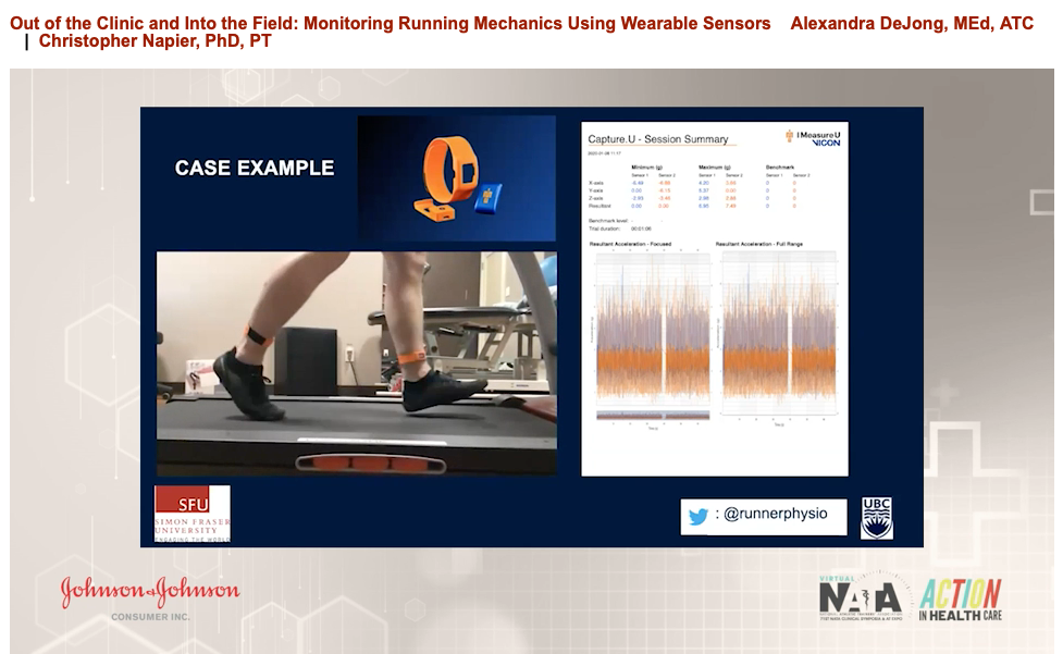 UVAEaSIL's tweet image. Great symposium presentation by PhD student Alexandra DeJong (@a_dejong_atc) and co-presenter Chris Napier (@runnerphysio) on clinical applications of wearable sensors in running gait analyses both in and out of the lab! #VNATA2020 @NATAevents @NATAFoundation