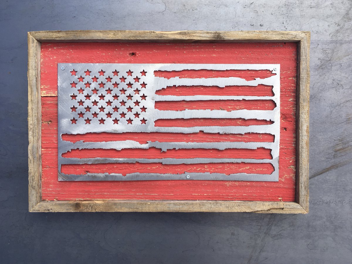 RechercheUSA's tweet photo. Rustic Reclaimed American Flag Brushed Metal on Shabby Red or Shabby Blue or the original Rust on Shabby White #madeinamerica #madeinusa #reclaimed #rustichomedecor https://t.co/rcDVtkbEhS