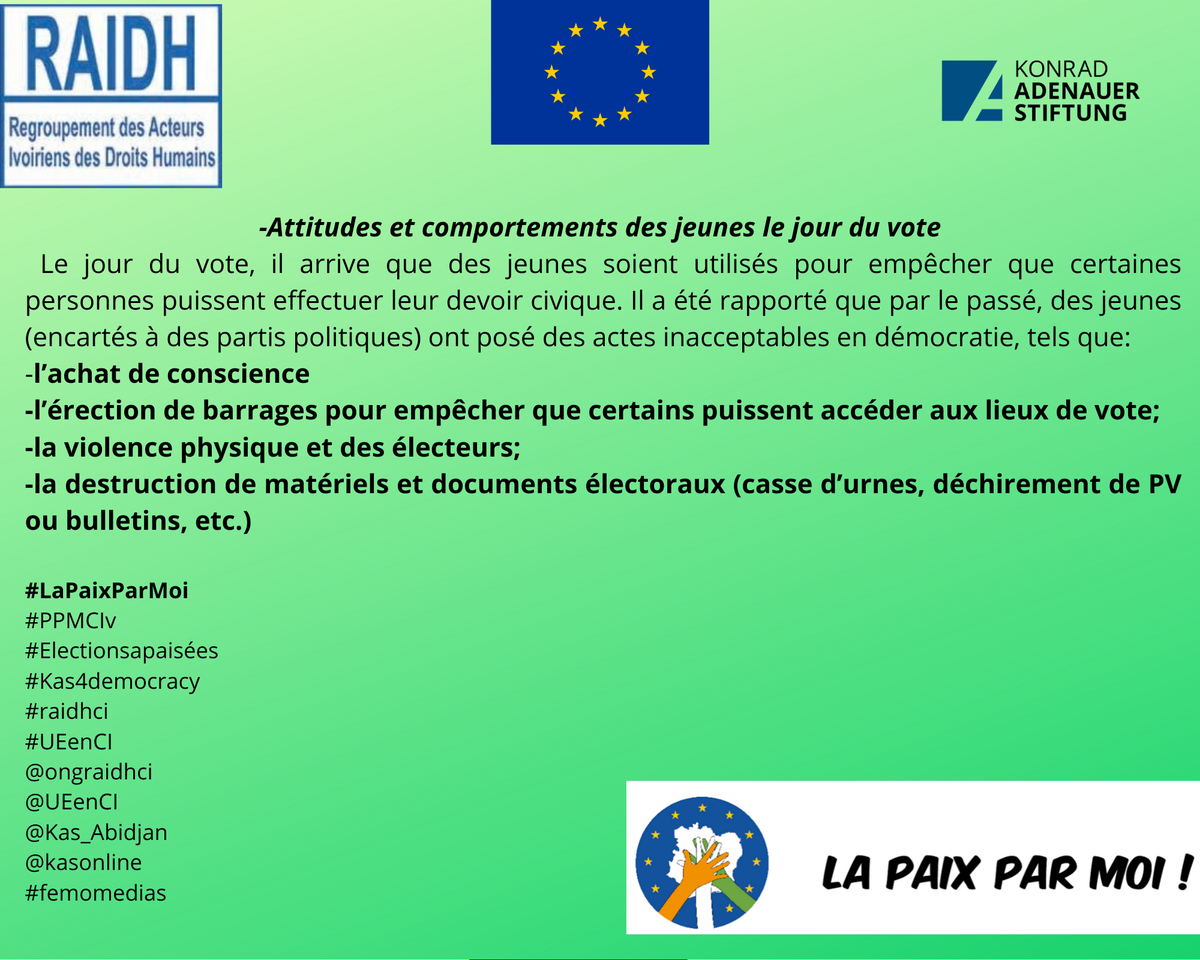 ongraidhci's tweet photo. #LaPaixParMoi
#PPMCIv
#Electionsapaisées
#Kas4democracy
#raidhci
#UEenCI
@ongraidhci
@UEenCI
@Kas_Abidjan
@kasonline
#femomedias https://t.co/j4QHHssTzv