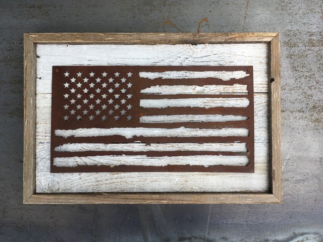 RechercheUSA's tweet photo. Rustic Reclaimed American Flag Brushed Metal on Shabby Red or Shabby Blue or the original Rust on Shabby White #madeinamerica #madeinusa #reclaimed #rustichomedecor https://t.co/rcDVtkbEhS