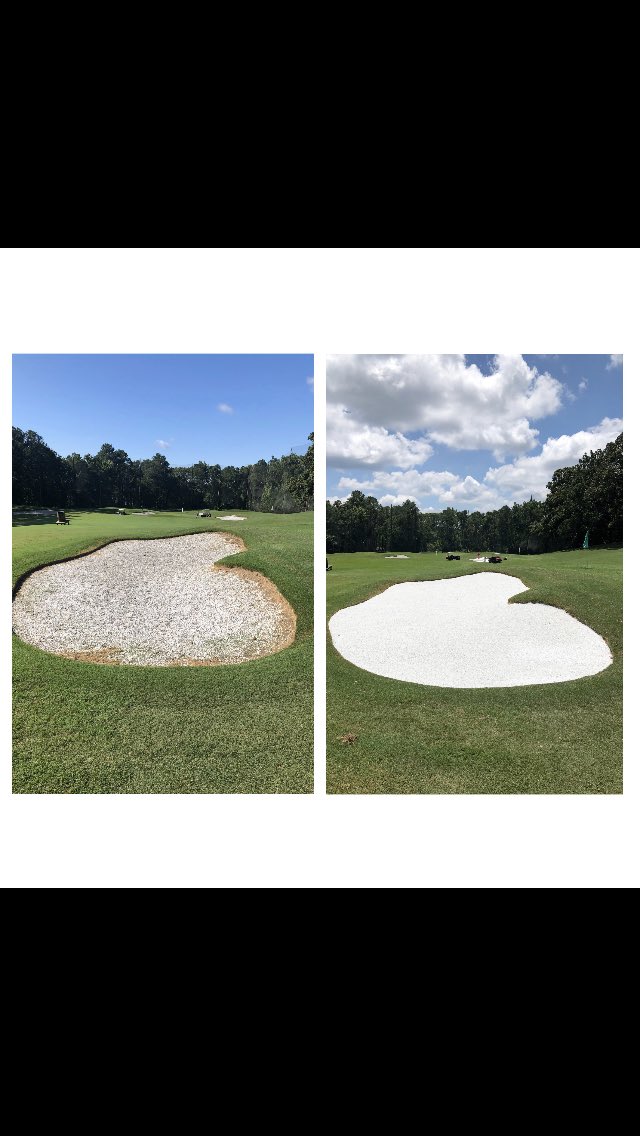 GolfBulk's tweet photo. Some clubs use white marble chips instead of bunker sand in their driving range bunkers. Looks good and easier for range staff to pick balls out of them. @wallygresham #freshchips #ππ https://t.co/OshGgbhwEc