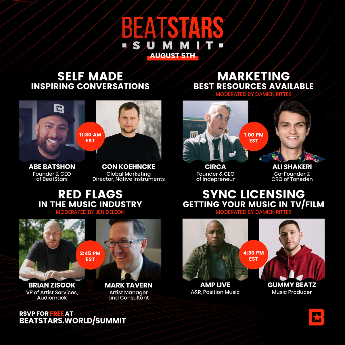 BeatStars's tweet photo. Day 1 of the #BeatStarsSummit we’ll be talking to some of the experts in the game on marketing, the industry, sync licensing, and more. Click below to RSVP for our FREE, virtual event 💯 https://t.co/zyCB992U5M

#MusicIndustry #Entrepreneur #Producer #BeatStars https://t.co/RxMhvRa6nu