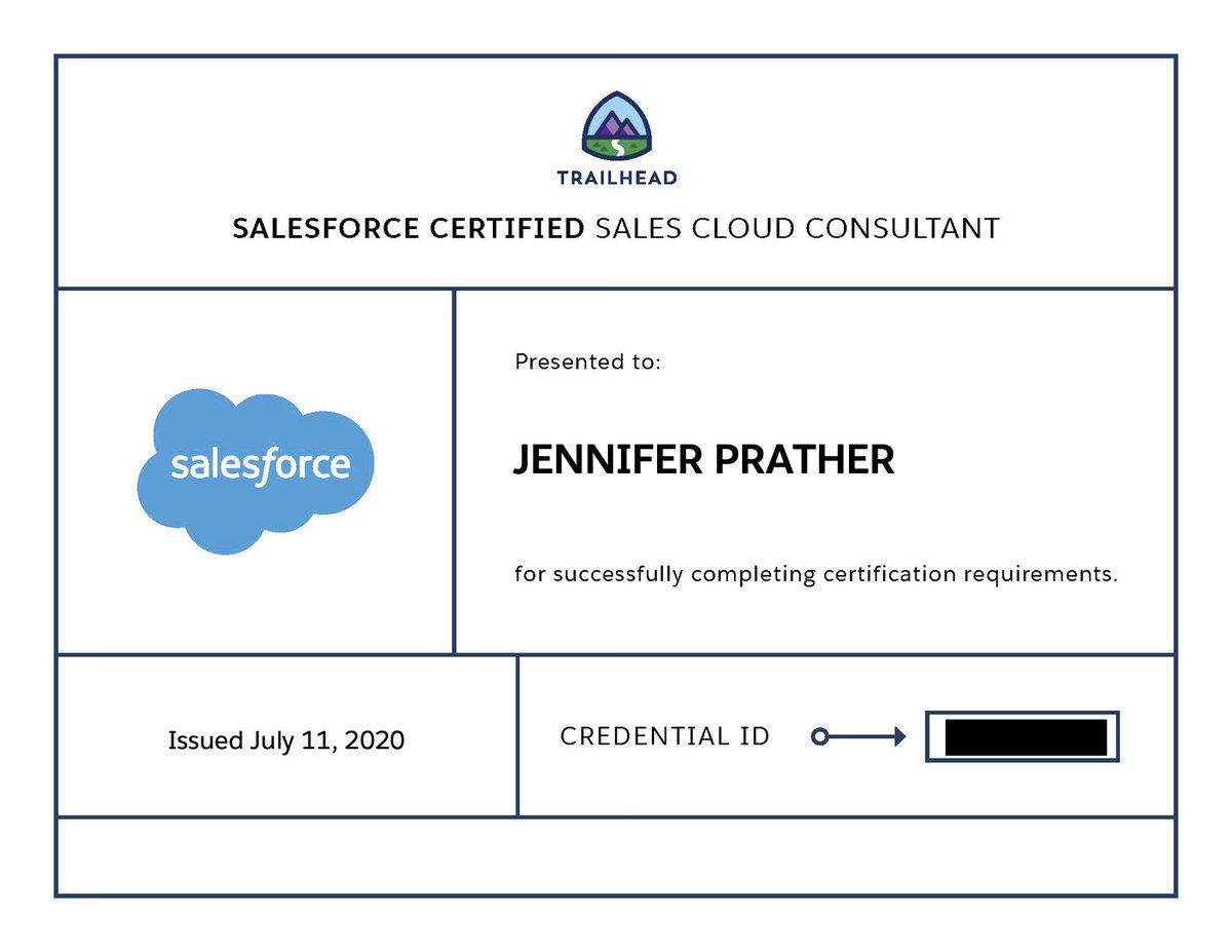 pjennylou's tweet photo. Recently earned the Sales Cloud Consultant Certification making it #4. @trailhead #Salesforce https://t.co/9ej3TV0FyU