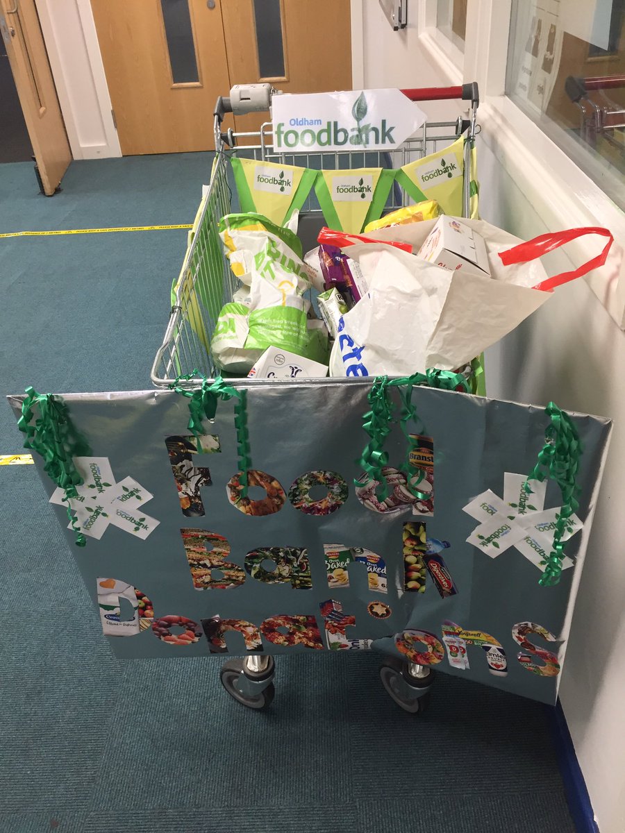 Hath_StudentC's tweet photo. The trolley is filling up nicely. The epraise collection closes at the end of the day tomorrow. Thank you to all students and staff who have donated so far 🛒. @OldhamFoodbank @HathershawC https://t.co/hLmRfat20H