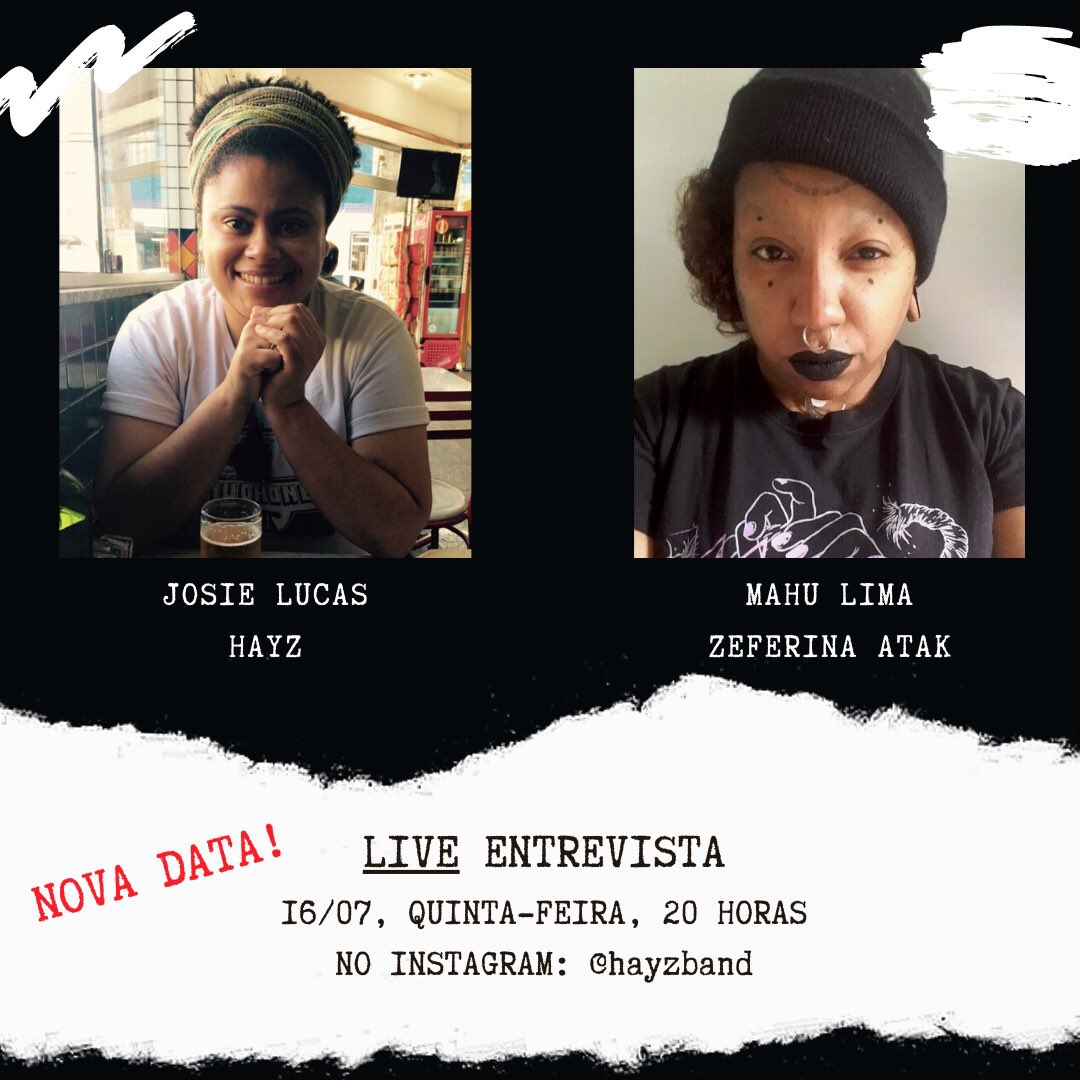hayzband_'s tweet photo. Live remarcada! 🖤⚡️
Nesta quinta, @JosieLucas15 entrevista Mahu Lima, da banda Zeferina Atak, às 18 horas, no Instagram!
#hayz #queercore #queerpunx #punkbr #hcbr #hardcorebr #zeferinaatak https://t.co/Tk1T8WXVwK