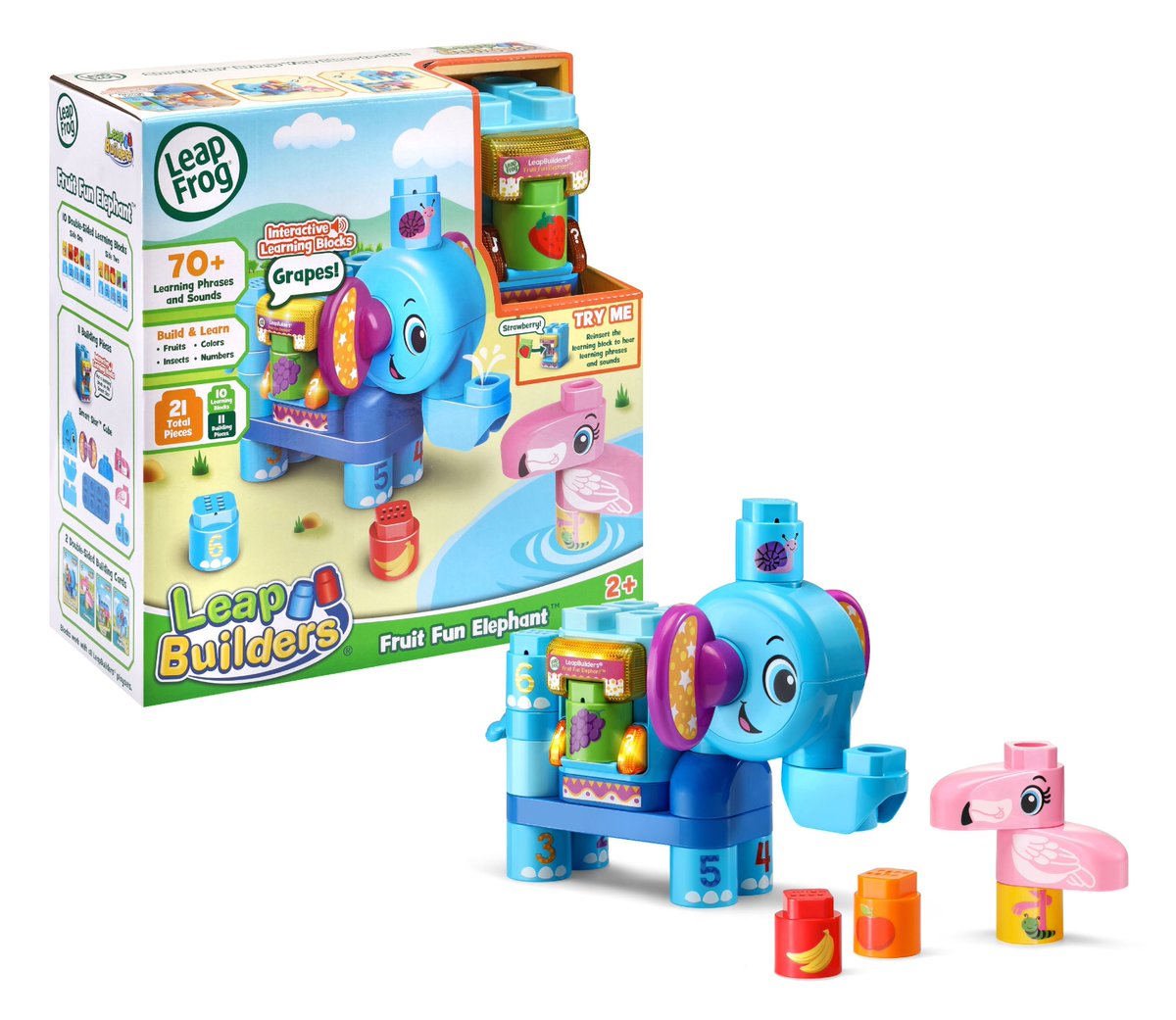 Other sets are things like the Fruit Fun Elephant, which is a smaller set that only includes 10 Learning Blocks, so it can't have a full set of letters. (it doesn't actually have any: just fruit)