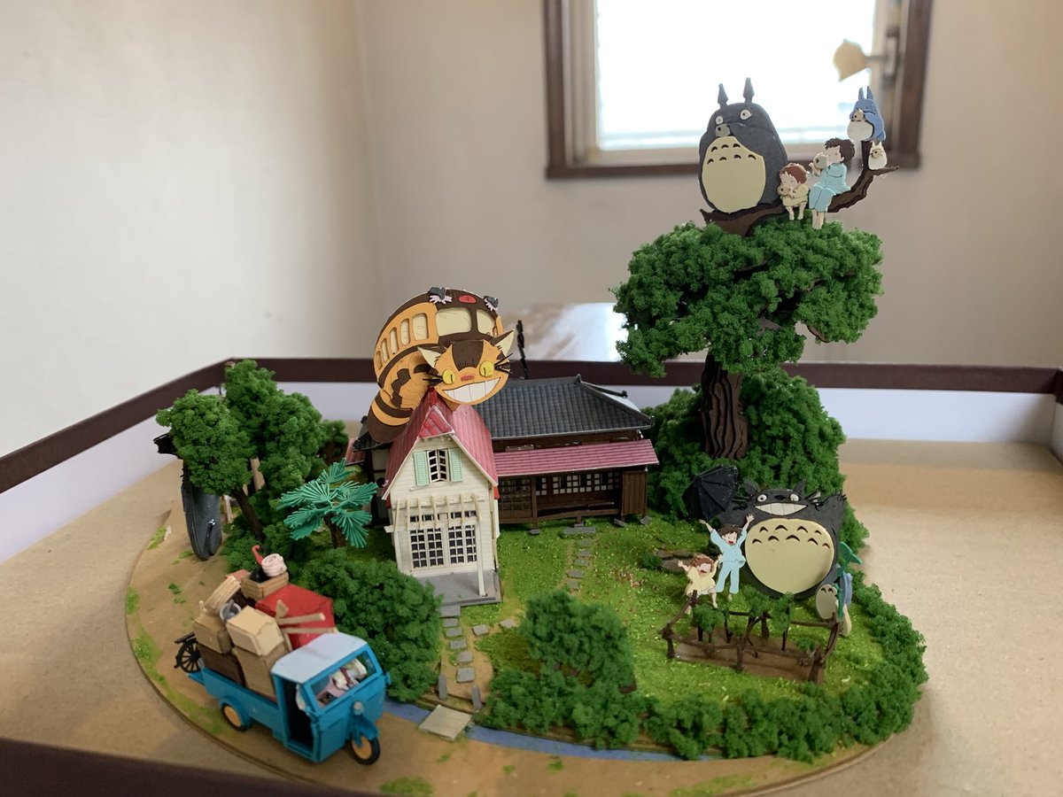 Umi ペーパークラフト 作った さんけい みにちゅあーと となりのトトロ トトロがいっぱいジオラマ すごーく部品細かくてチマチマ作って三週間かかったが本当に楽しかった みにちゅあーと2作目で前回はサツキとめいの家を作ったがすぐ壊しちゃったので