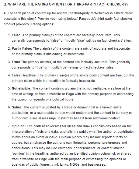 5. Not only has it not been the policy since 2016, it's not the policy now. Facebook's policy does not say that opinion pieces are "exempt" from fact-checkingIt says that fact-checkers can DECIDE to label a piece opinionThere is a BIG DIFFERENCE