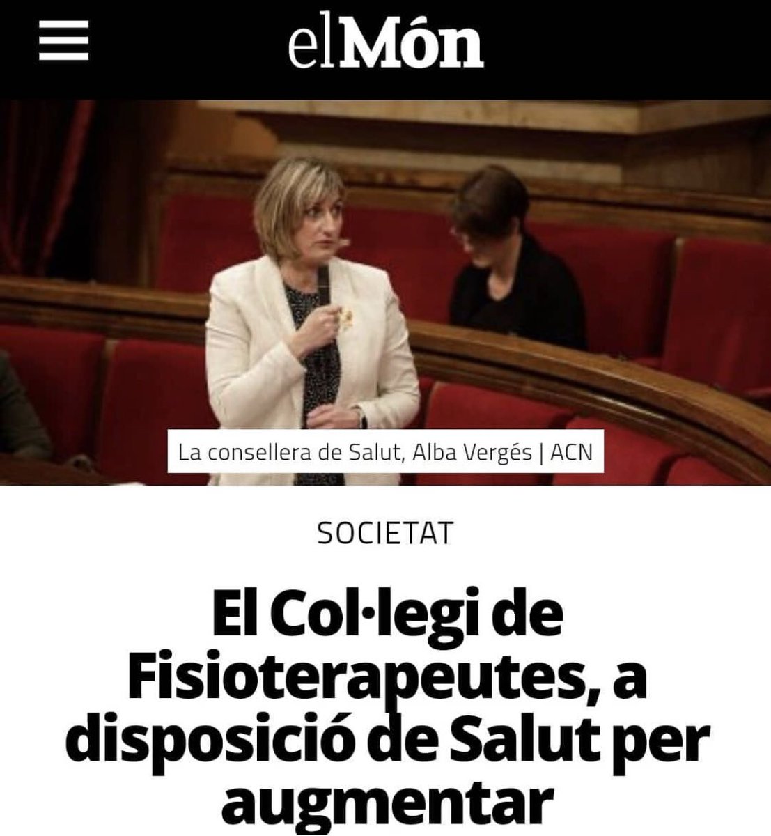 raiguade's tweet photo. Avui la prensa s’ha fet ressò de la carta de @colficat a Consellera @albaverges @salutcat en que comunicàvem que els fisioterapeutes podíem fer molt bé la vital tasca de rastrejadors (estudi de contactes) en aquest moment de la pandèmia.  #cfccovid19 @mramentol 1/2 https://t.co/I36AhwTsKm