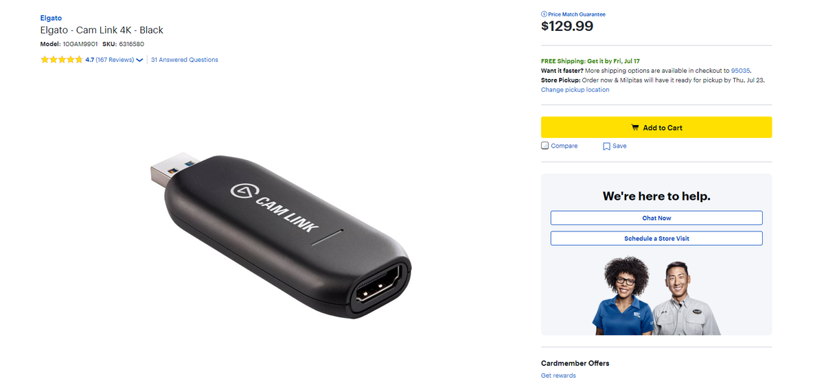 Elgato Cam Link 4k Is Back In Stock On Bestbuy T Co Twh1nsbfh5