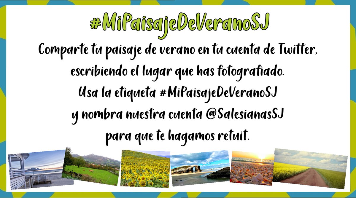 SalesianasSJ's tweet photo. ¡Un nuevo #RetoSJ! Sabemos que durante el verano disfrutas de paisajes y lugares maravillosos. Compártelos en tu cuenta con la etiqueta #MiPaisajeDeVeranoSJ y nómbranos para que te hagamos retuit. 🌄 ¡Cuéntanos de qué lugar se trata!
#AbreLosOjosHazloPosible #75AñosCreandoFuturo https://t.co/GIW1ywr8j3