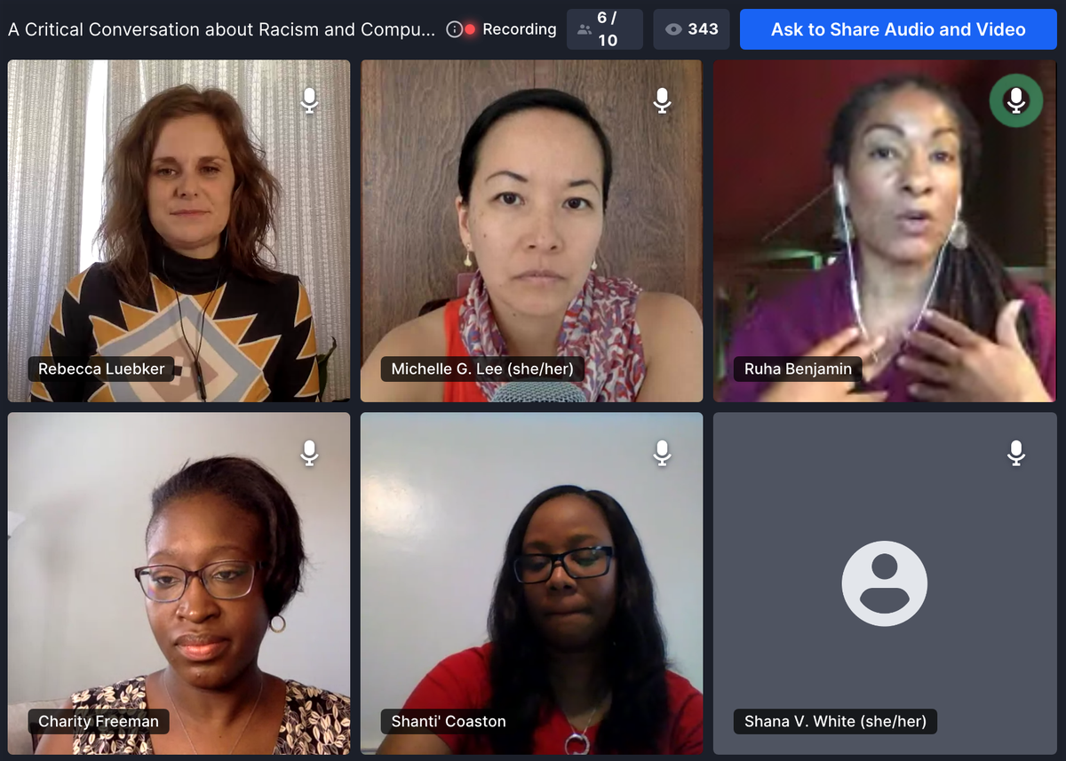 "It's not inevitable that it is the way it is... these structures are the product of human decisions." says <a href="/ruha9/">Ruha Benjamin</a> at #CSTA2020.