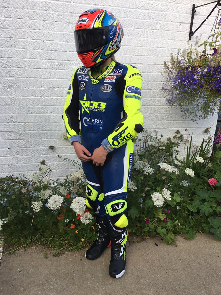 So we are almost ready for the <a href="/OfficialBSB/">British Superbike Championship</a> test on Friday at Silverstone thanks to <a href="/Caterinvest/">Anthony Davis</a> for keeping me safe with leathers, helmet, boots and gloves they are amazing I can’t wait to use them out on track. (Although I didn’t have my gloves on 🤦‍♀️)