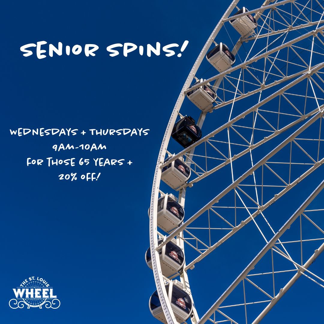 We’re opening early for our Seniors on Wednesdays and Thursdays! Beat the heat and take a spin beginning at 9am ☀️🎡

Also, those 65 years + get 20% off of their admission!