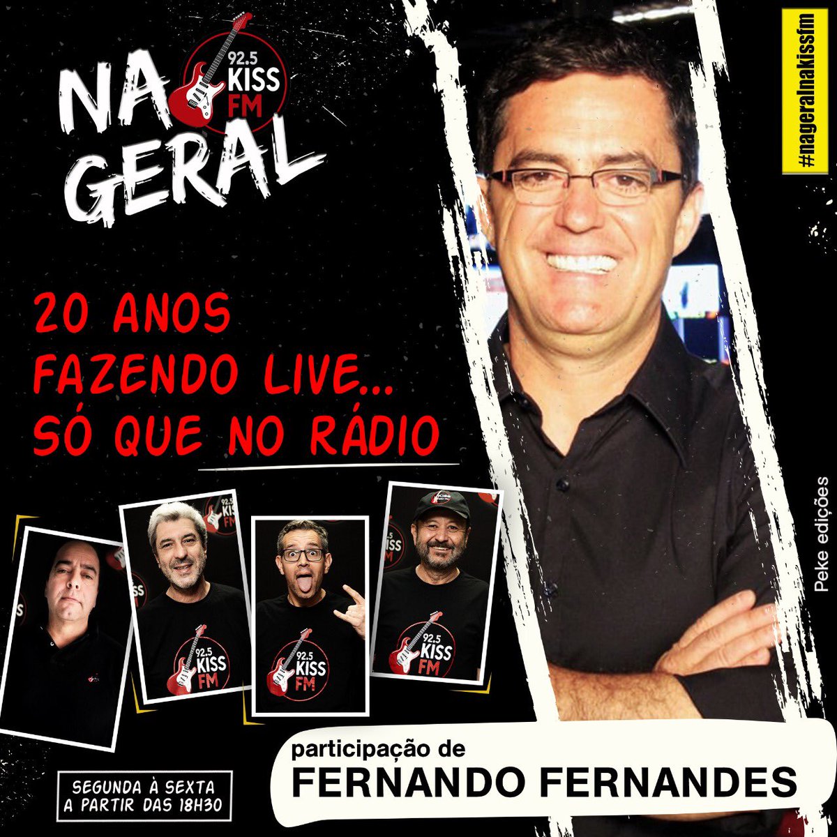 Hoje tem @fernandofernandes2202 no <a href="/na/">JF</a>.geral da @kissfm92.5 .
.
O programa começa às 18h30. FM@zepaulodagloria <a href="/betohora/">Beto Hora</a> <a href="/lelio/">Doug Rockwood</a>.teixeira <a href="/claudiocuca/">Claudio Cuca</a> 
@donainesoficial 
.
#nageralnakissfm #nacaoroqueira #nageral 
#futeboehumor #jornalismoesportivo