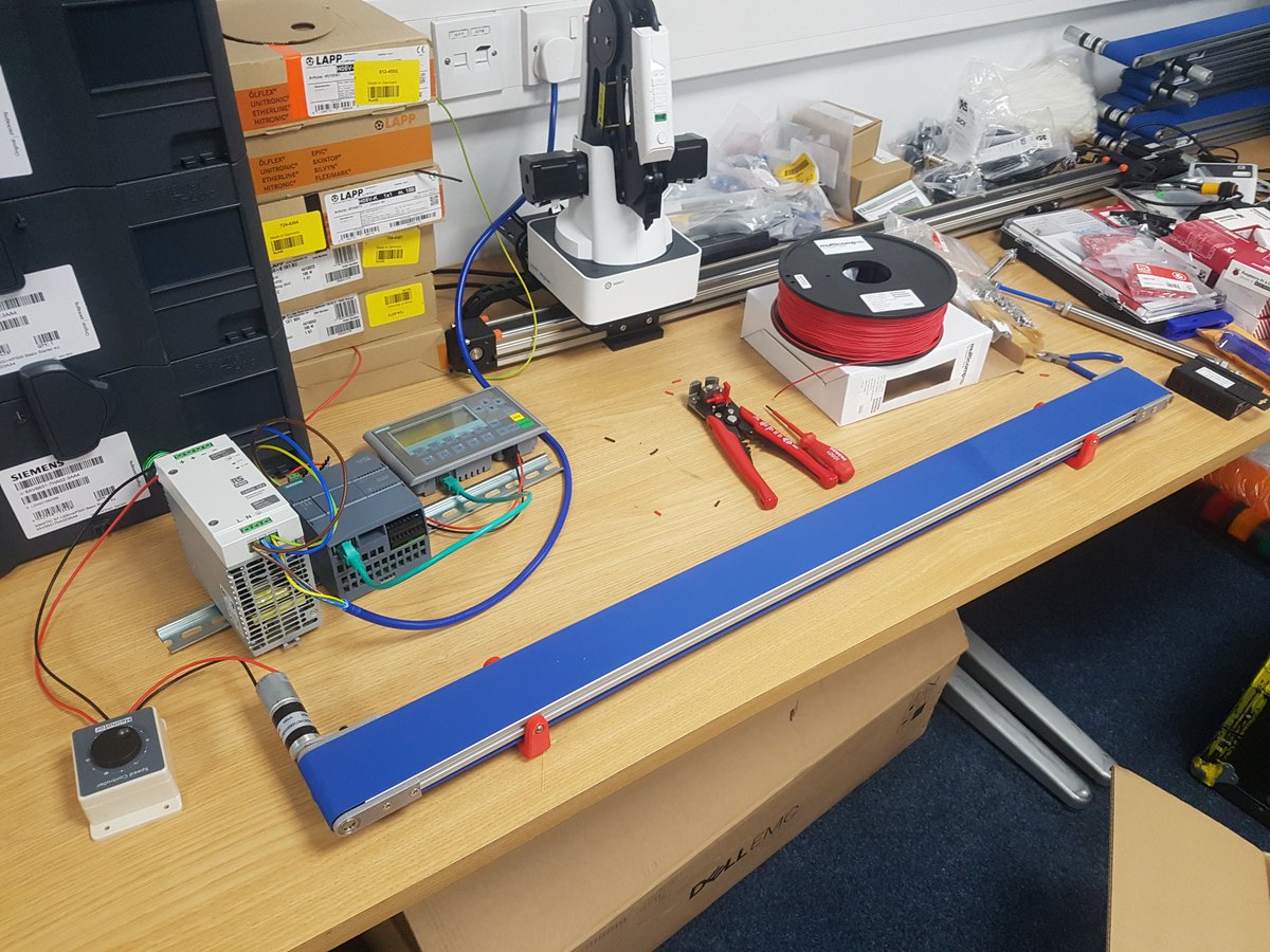 NickGMeadows's tweet photo. Started to look at testing components today for @TheEngColl #SmartFactory. Doesn't look like much yet but it's the important first step before everything starts coming together. Also I need bigger workstations :) #LCR4 #Apprenticeships #Engineering #Makeuk #DigitalTransformation https://t.co/heB8OK7g76