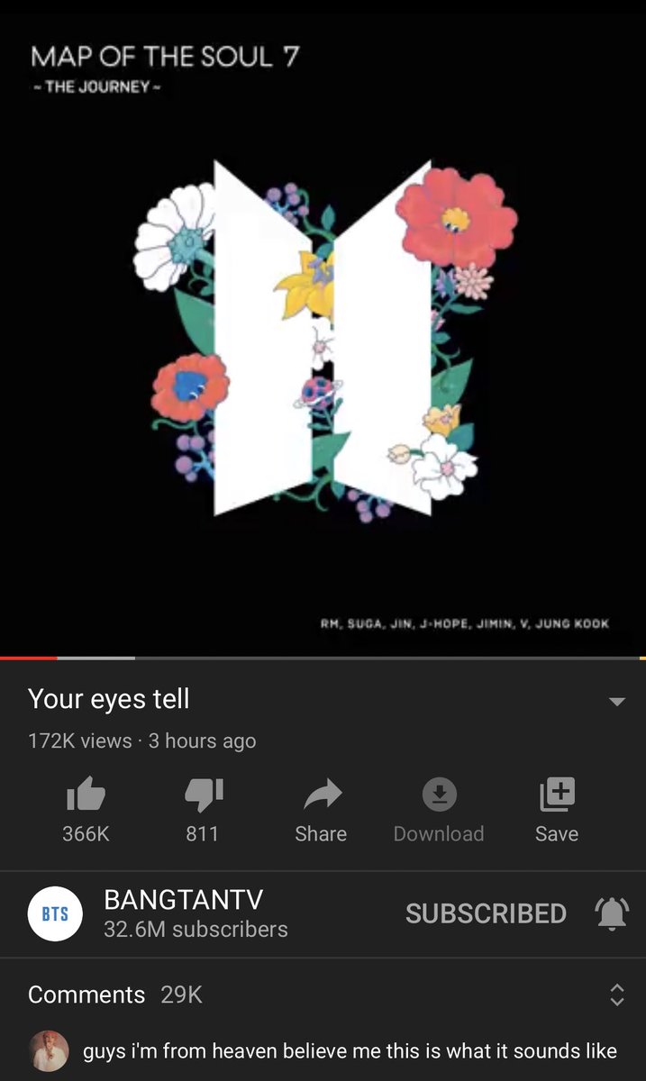 doyaddaeng's tweet photo. If you can, go to youtube and stream Your Eyes Tell from BANGTANTV! This also counts for BB

#YourEyesTellOutNow #MapOfTheSoul7TheJourney 
#BTS #BTSARMY @BTS_twt 

https://t.co/JqbsqO7ew2 https://t.co/vehD1ehdSu