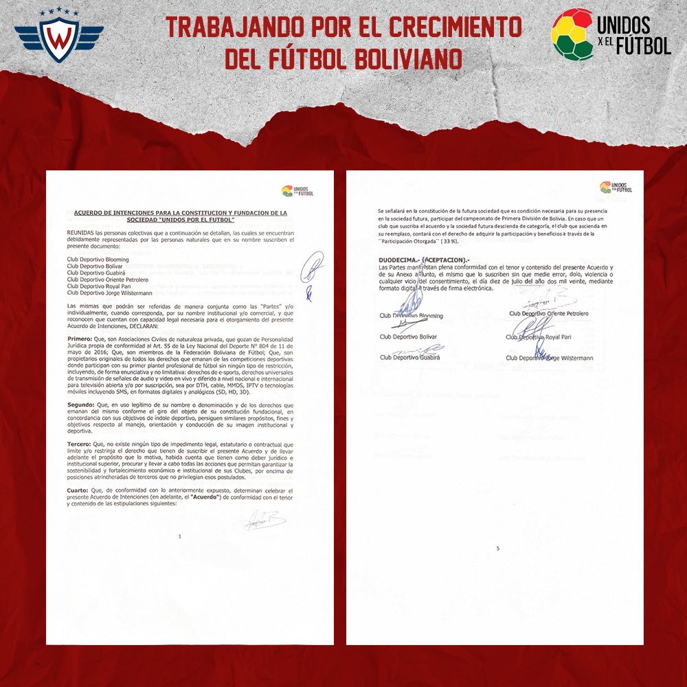GroverVargasM's tweet photo. ¡Arrancamos! Firmamos un preacuerdo los seis clubes que forman parte del proyecto #UnidosXElFútbol para la autogestión de los derechos de TV. Estamos muy contentos de iniciar este proyecto que transformará nuestro fútbol.
Bendiciones para todos 🙏🏼 https://t.co/c1kssHVH5w