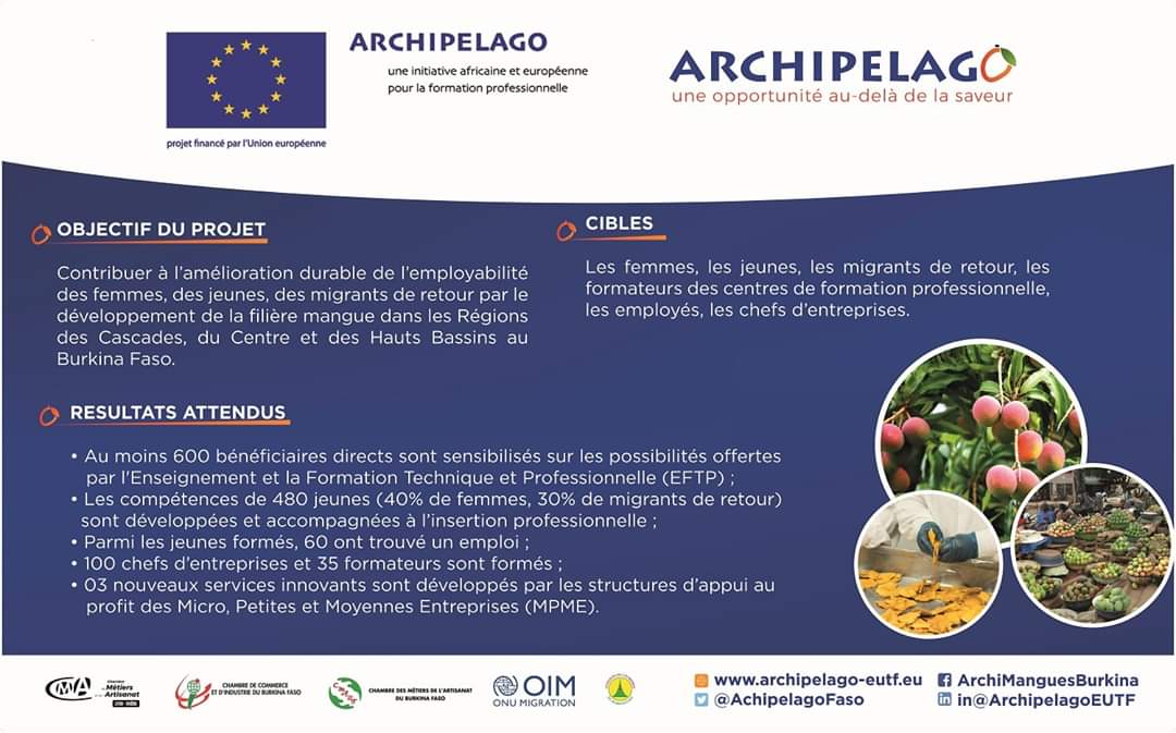 ArchipelagoFaso's tweet photo. #ARCHIPELAGO_Mangue 
Lancement officiel du projet, jeudi 16 juillet, 8H30 (GMT) salle de conférences de la Chambre de Commerce et d'Industrie du Burkina Faso à Ouagadougou.
#ARCHIPELAGOPROGRAMME #EUTF #AfricaTrustFund https://t.co/8ltPXrZvow