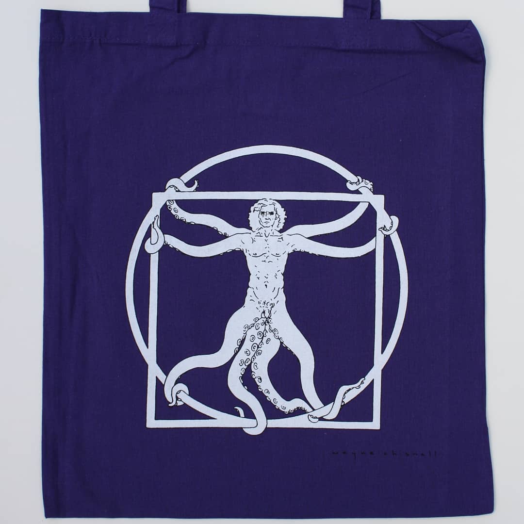 WayneChisnall's tweet photo. I've just sold out of the black &amp; dark grey Davincipus #tote #bags (black &amp; white ink, screen prints on 15 different coloured bags) but DM if interested in any other colours. They're £10 plus postage. Check out some of the colours on my Instagram page - https://t.co/MthBmby7bd https://t.co/Lv9HCEV1uh