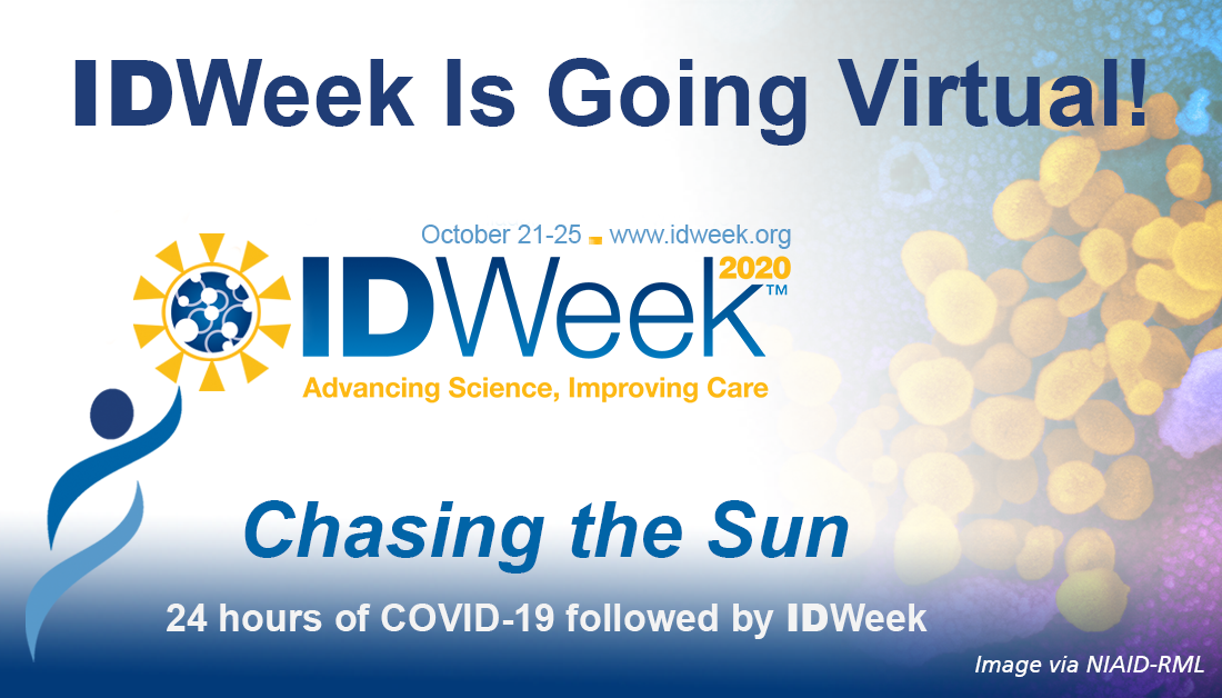 IDSAInfo's tweet photo. ANNOUNCEMENT: #IDWeek2020 will be 100% virtual. 

Learn more about this year’s changes, including a new 24 hour global event on #COVID19: https://t.co/OkcFnnghC3 https://t.co/vVJAda0A4m