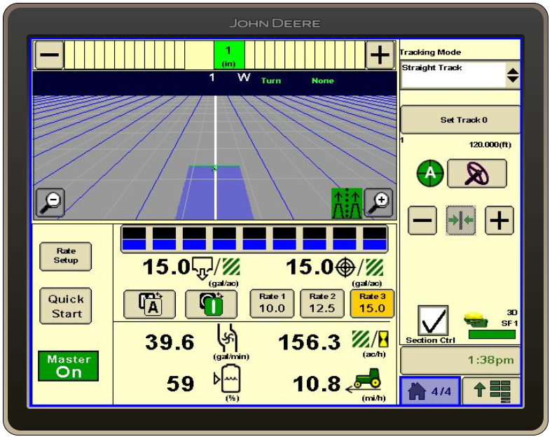 KGing21's tweet photo. @JohnDeere #rowsense working well on @hagiemfg STS 12. Customer app? No guidance lines from the planter? No problem. @AHWLLC https://t.co/0QfR1osEgo