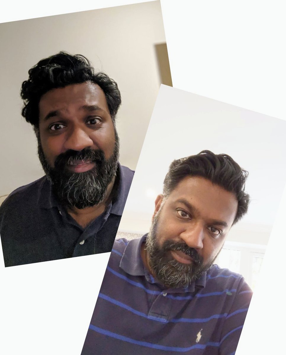 GBaliah's tweet photo. Nowhere near as slick as @chris_davison1 #preandpost C-19 hair! Let's see yours @glenn_westrop @davethepod @beardedPT @DPHarrison27 @D_MARSDEN_OT @jazzNHS @anfieldbhoy @KimStuartOT @KimberleyCham15 @morganlowePT @NatMatchOT @MarieNeuroPT @StokesYogita @carrie_biddle @krishpod7 https://t.co/z1H59kJTKV