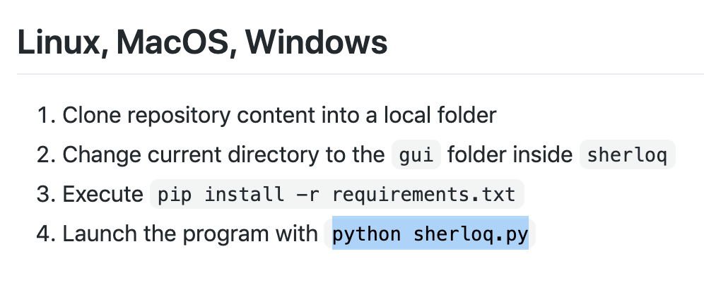 I am sooo close! Let's see what happens now when I type in "python  http://sherloq.py " to launch the program.It's the final step.... I can do this!