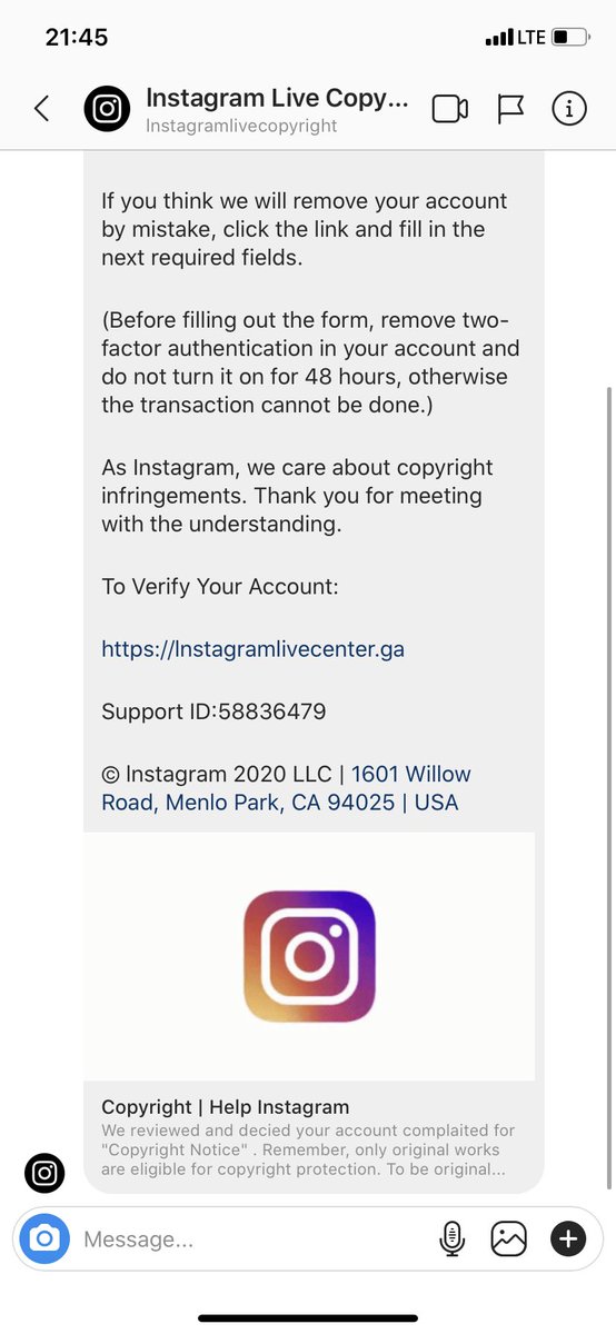 LauraValuta's tweet photo. @instagram  is this legit?! https://t.co/h4e1wJS0hj
